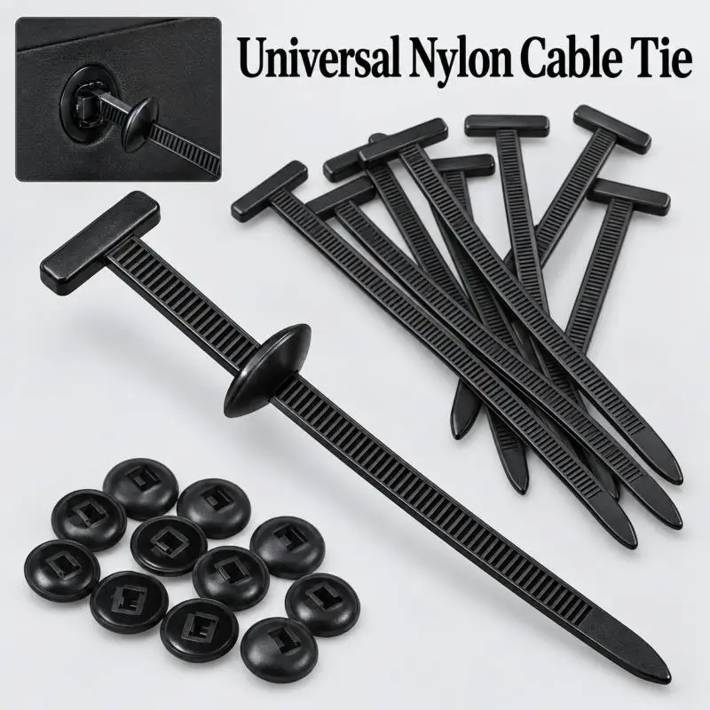 Universal Nylon Cable Tie Buckle Auto Fastener Screw Replacement Clip Car Fender Trunk Engine Guard Panel Wire Management Secure