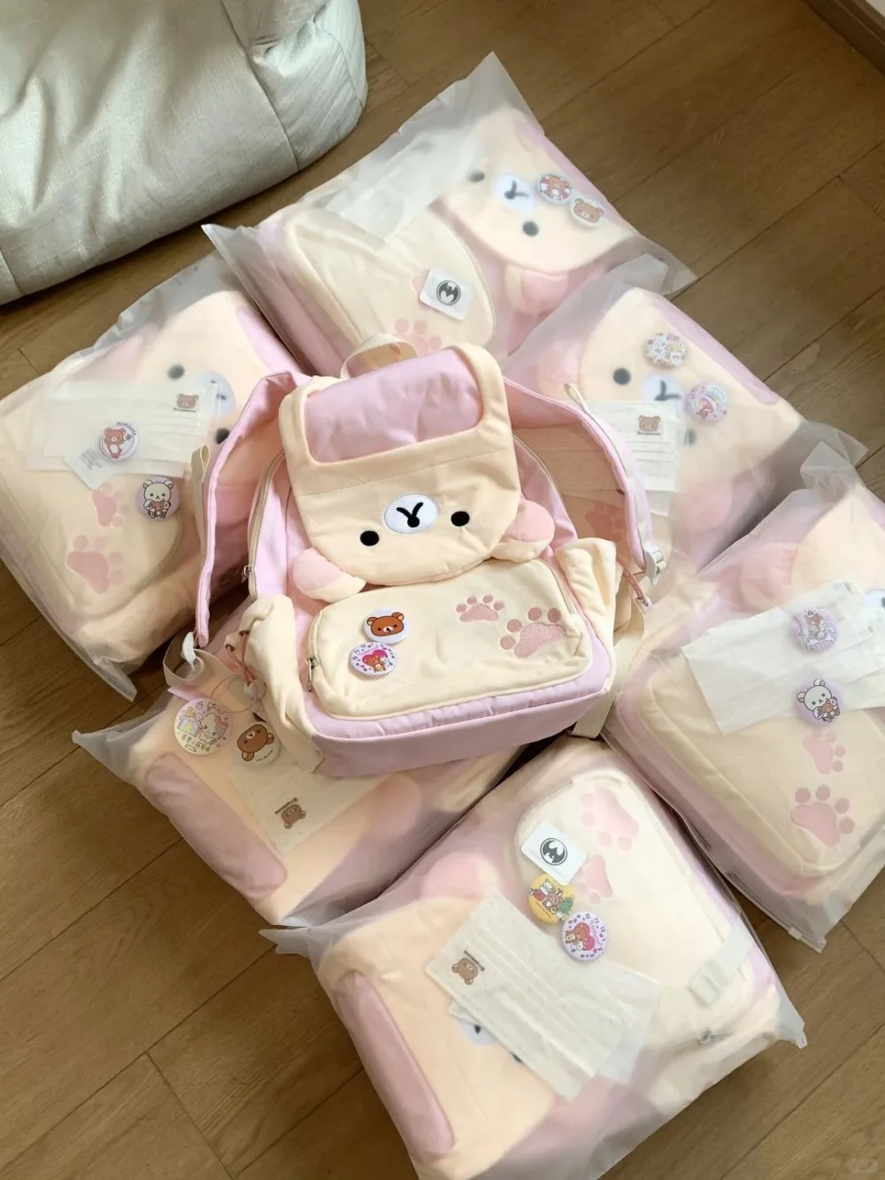 Kawaii Rilakkuma Plush Backpack Cute Cartoon Large Capacity Backpack Versatile for Girls Student Backpack Computer Bag Gift Toys