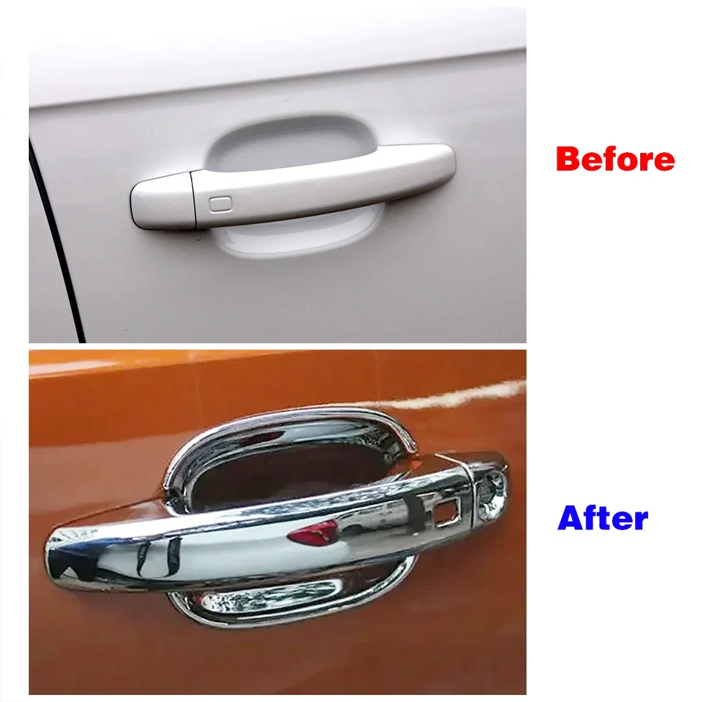 For Audi A4 B8 Q3 Q5 Chrome Car Side Door Handle + Door Bowl Cover Trim 2008 2009 2010 2011 2012 2013 2014 2015 2016 2017