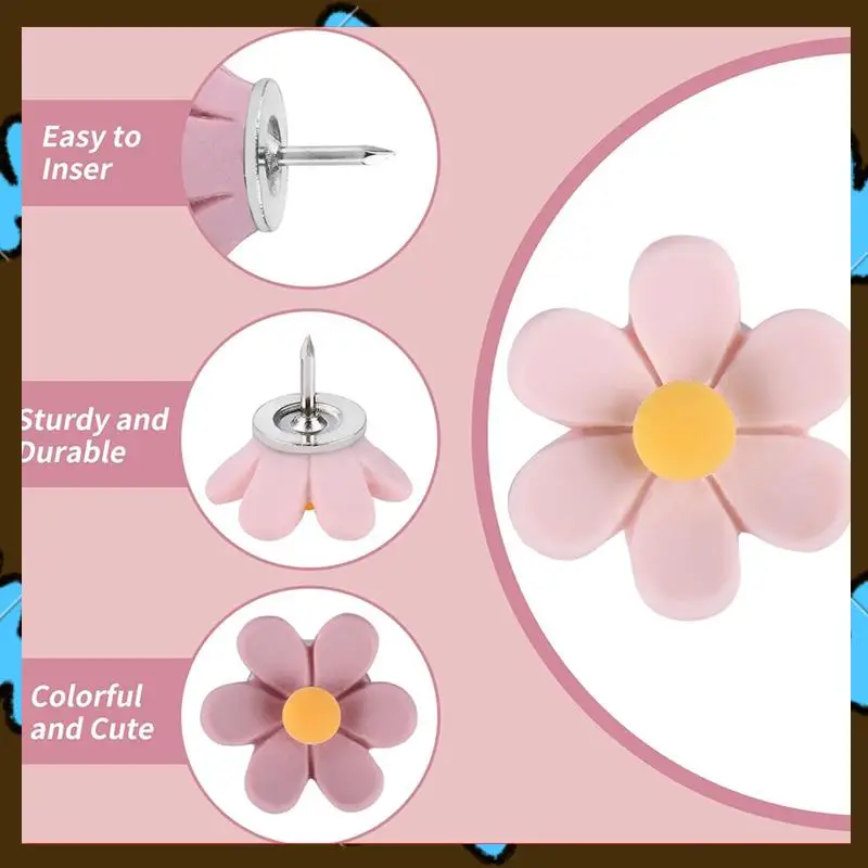 

Promotion! Flower Push Pin Cork Notice Board Thumb Tacks Drawing Pin Chart Pins For Office Notice Bulletin Board
