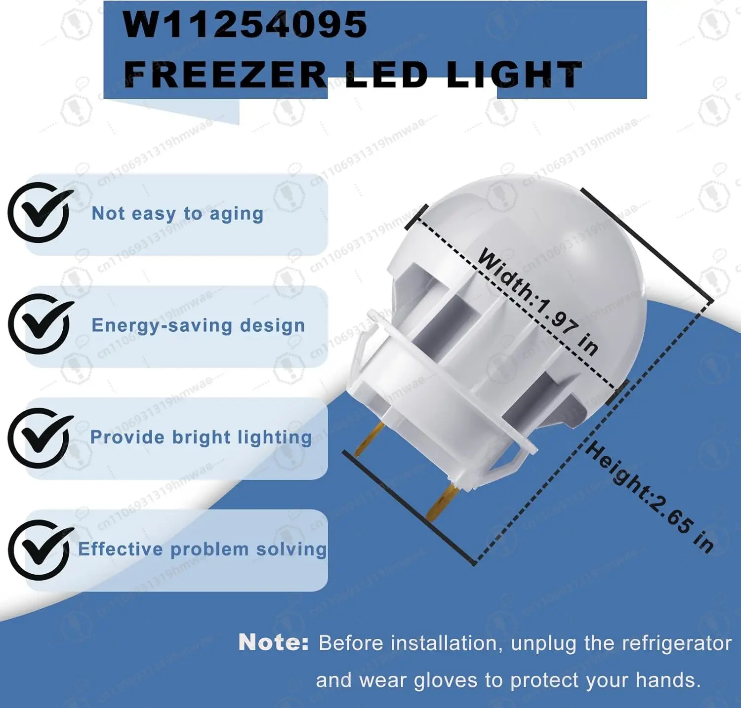 W11502762 W11254095 Freezer LED Light Bulb Compatible with Whirlpool Gladiator Refrigerator LED Light Replacement AP6995680