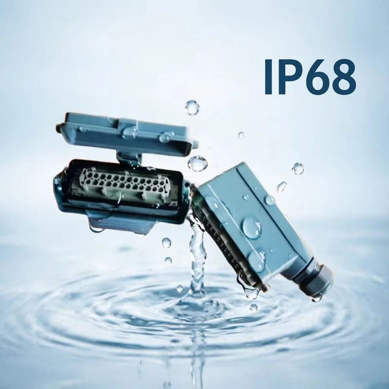 24-Core Heavy-Duty Connector, Single Buckle with Protective Cover, Aviation Waterproof Industrial Plug and Pin, 500V 16A