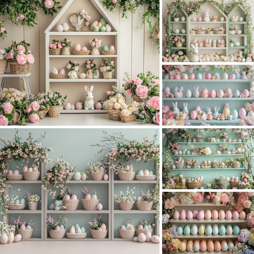 

Spring Easter Shop Photography Background Bunny Egg Store Flower Backdrop Decor Kid Birthday Baby Show Photozone Studio