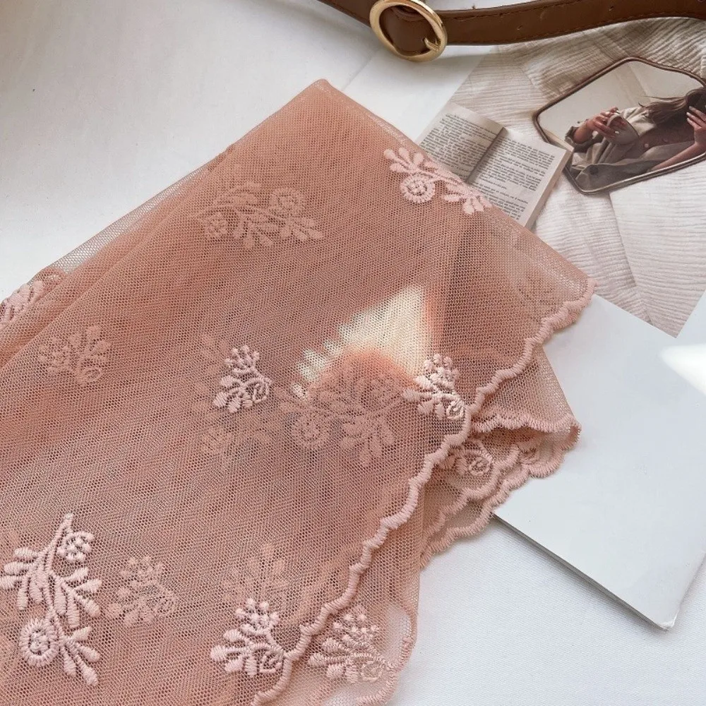 

Casual Retro Women's Lace Scarf Long Korean Version Sunscreen Shawl Solid Color Floating Embroidery Flower Silk Scarf