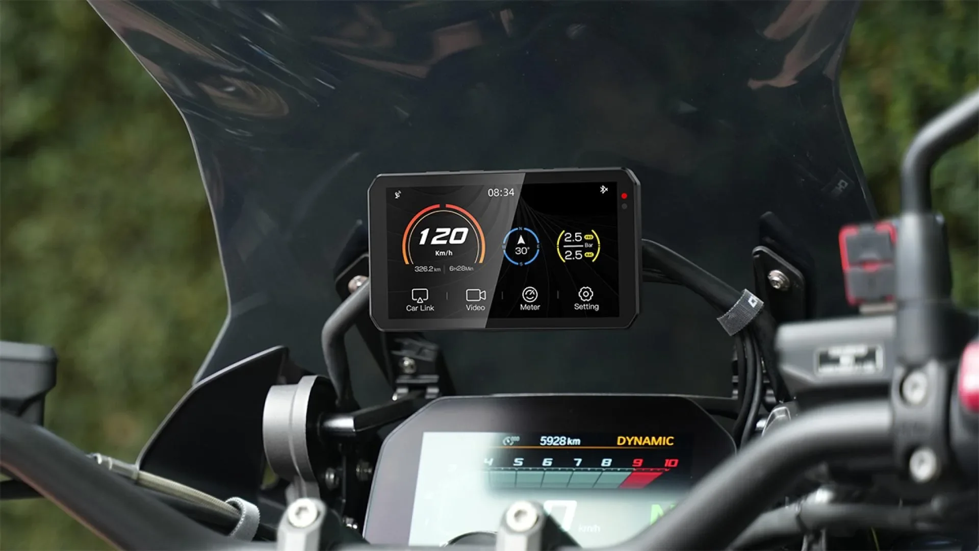 AIO-5Lite Motorrad Carplay Android Auto GPS Navigationssystem, BSD, STARVIS HDR 5" IPS LCD, 5G Wi-Fi BT, IP67 Wasserdicht, Supp