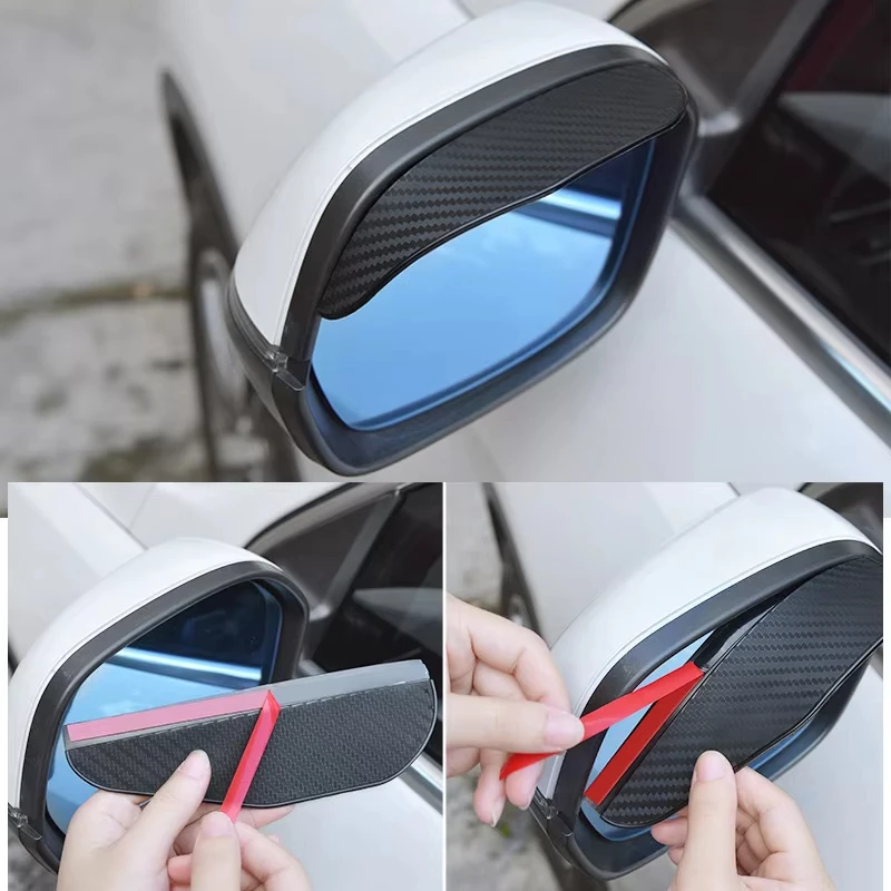 2pcs Car Rearview Mirror Rain Shield Thickened Carbon Fiber Rain Eyebrow Rain Cover Universal Auto Rearview Mirror Rain Shield