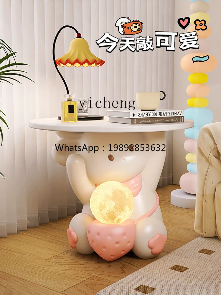 Living Room Sofa Side Table Decoration Creative Cream Style Cartoon Rabbit Small Coffee Table Table Shelf