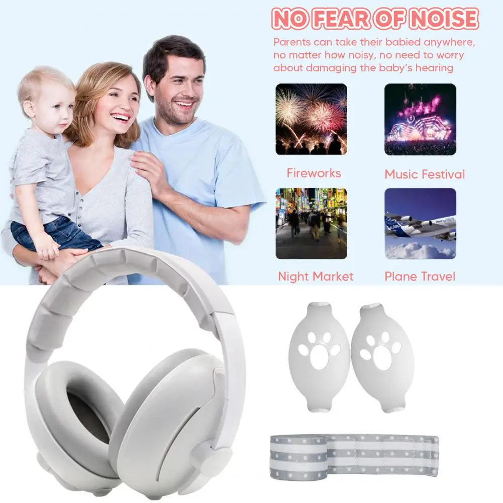 Baby Noise Reduction Earmuffs Breathable Noise Cancelling Baby Earmuffs with Adjustable Headband for Skin-friendly for Noise