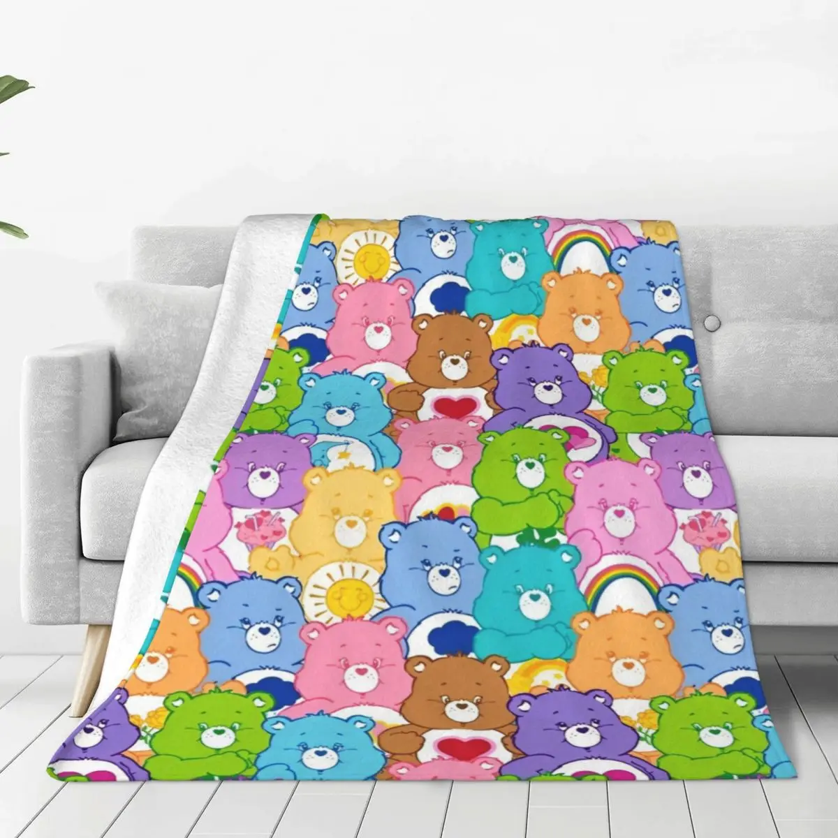 Cute Cartoon Care Bears Knitted Blankets Velvet CB Happy Kawaii Super Soft Throw Blankets for Outdoor Travel Bedspread