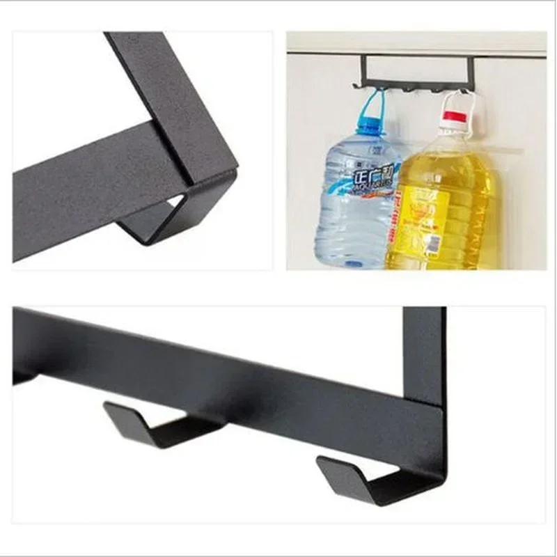 Hook Behind The Door Punch-free Five-row Wrought Iron Clothes Bag Hook Large Load-bearing Hat Sundries Storage Rack image 3