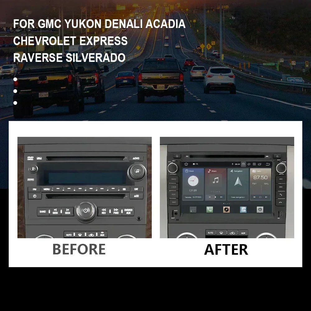 CHSTEK Car Radio DVD Carplay For GMC Yukon Chevrolet Denali Acadia Express Traverse Silverado GPS Bluetooth WIFI RDS Android 14