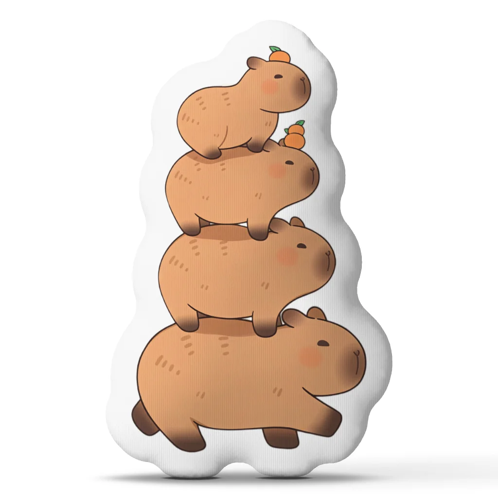 Stacked Capybara Shaped Pillow Cute Cartoon Cushion Stuffed Throw Pillow for Sofa Home Decor Room Accent Animal Lover Gift
