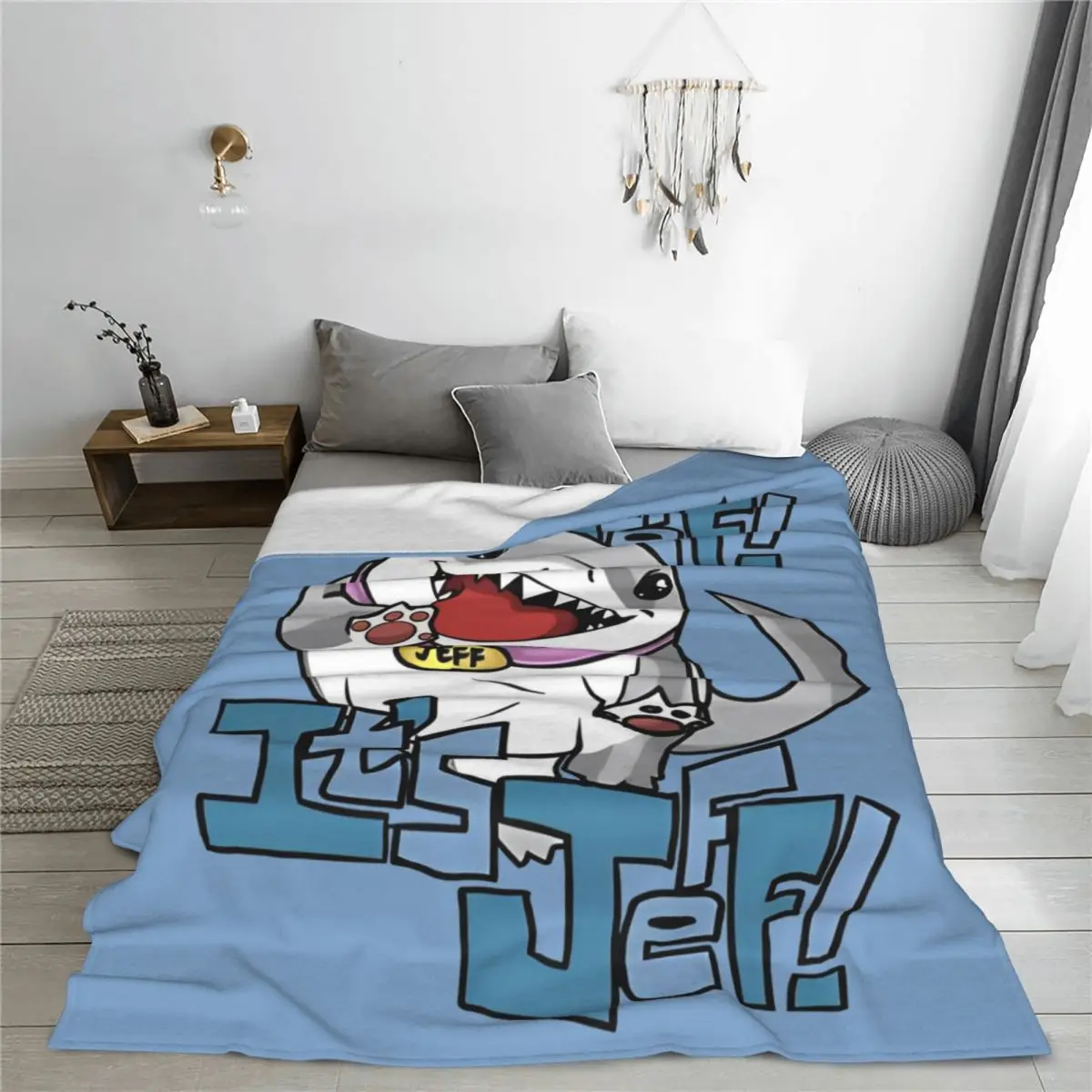 Marvel-Rivals It's Jeff The Land Shark Flannel Throw Blanket Video Game Blanket for Sofa Couch Super Soft Bedroom Quilt Portable