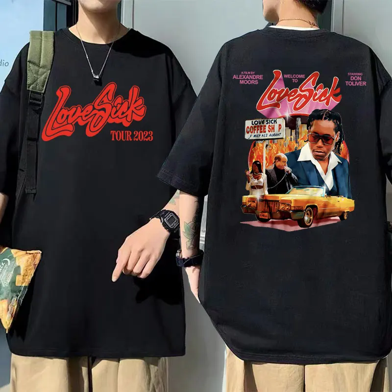 

Rapper Don Toliver Love Sick Album Double Sided Print T Shirt Men Women Hip Hop Vintage Streetwear Men's Loose Oversized T-shirt