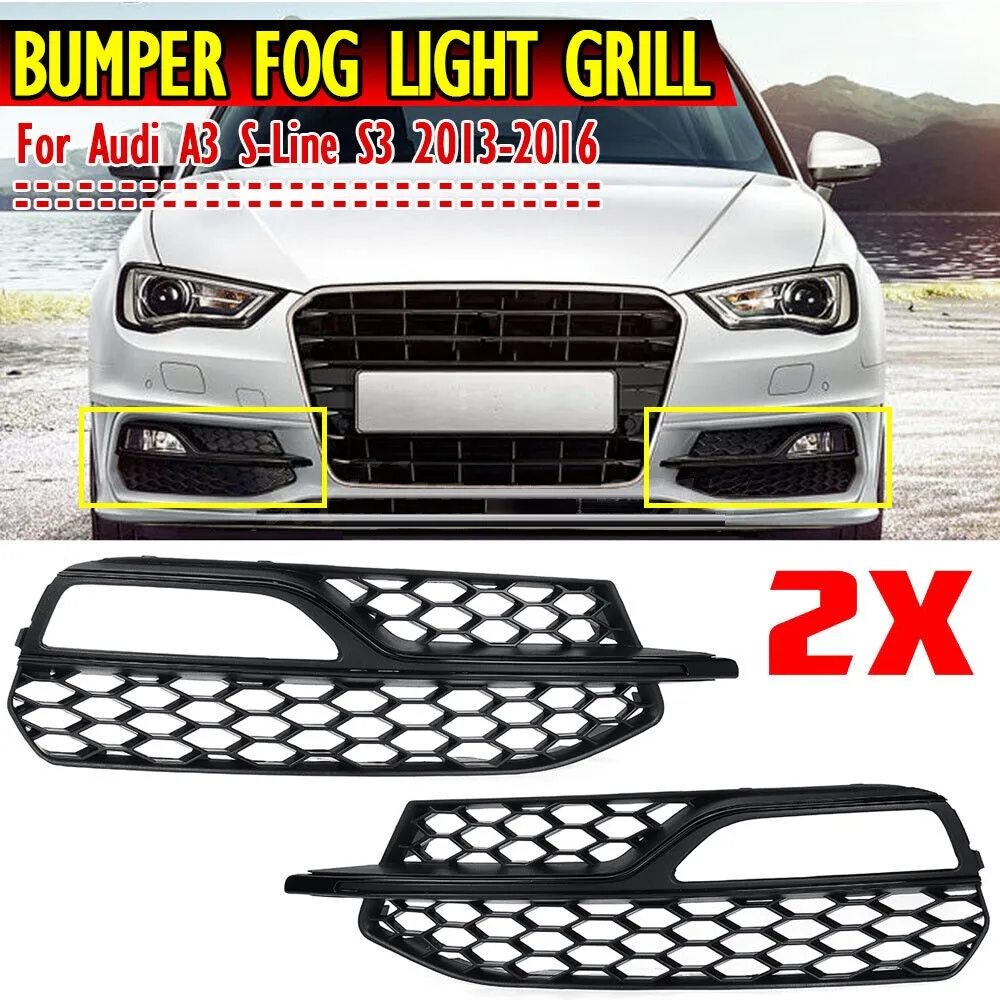 

Left Right Front Bumper Fog Light Grille Grill Honeycomb Mesh Lamp Cover For Audi S3 A3 S-Lines 2014-2016 8V3807681 8V3807682