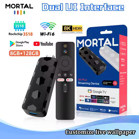 R3+ Android TV Stick Rockchip RK3518 with 8K HDR 2.4G 5G wifi6 8GB 128GB Goolge Voice Remote Set Top Box
