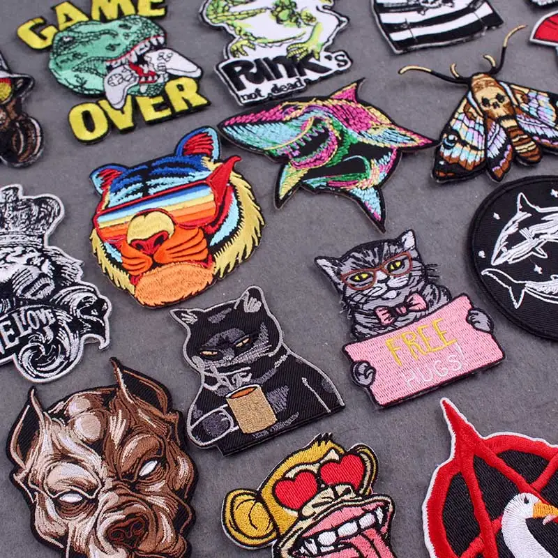 Embroidered Patch Hippie Animal Patches On Clothes DIY Punk Clothes Stripes Possum Iron On Patches For Clothing Stickers Decor