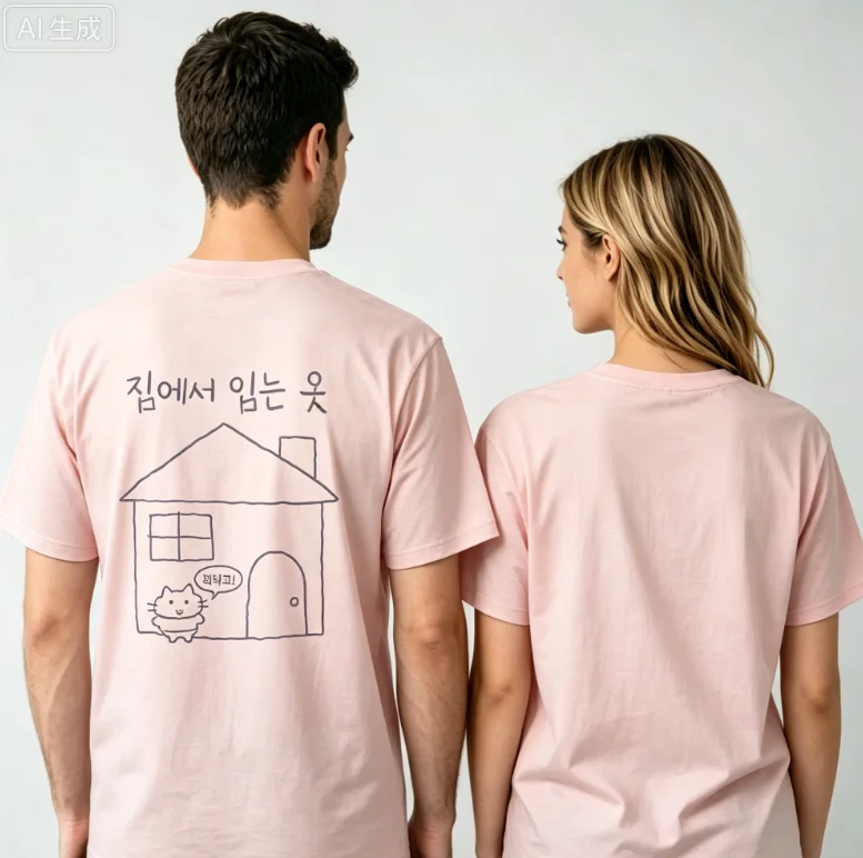 2026 new Round-neck boyfriend with cat cartoon pattern featuring artistic font printing A casual  relaxed street style T-shirt.