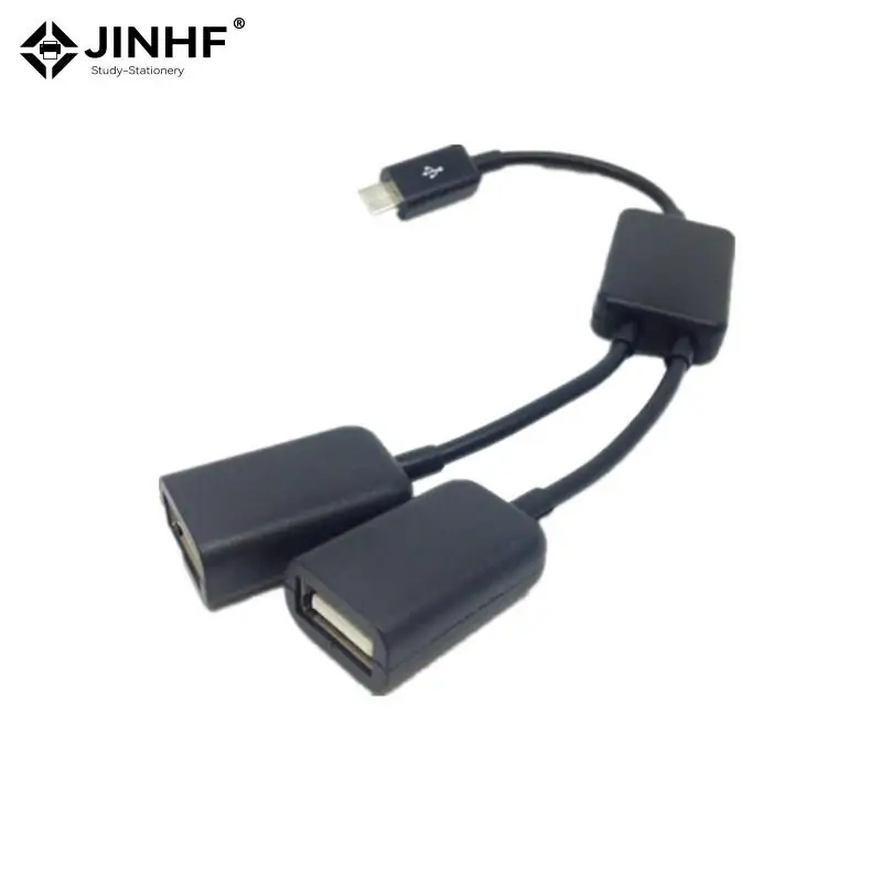 1Pcs 2in1 Micro USB Dual Host OTG Charge Hub Y Splitter Adapter Cable Tablet Black Data Cable For Android Smartphones Supply