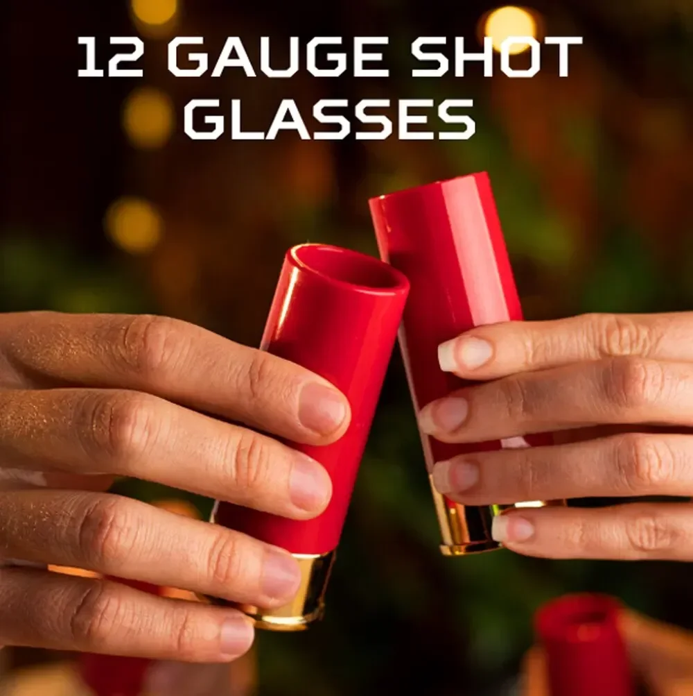 4Pcs/Set 12 Gauge Shell Shotgun Shot Glasses Cartridge Case Drinking Cup for Hunting Shooting Father\'s Day Dad Novelty Gift