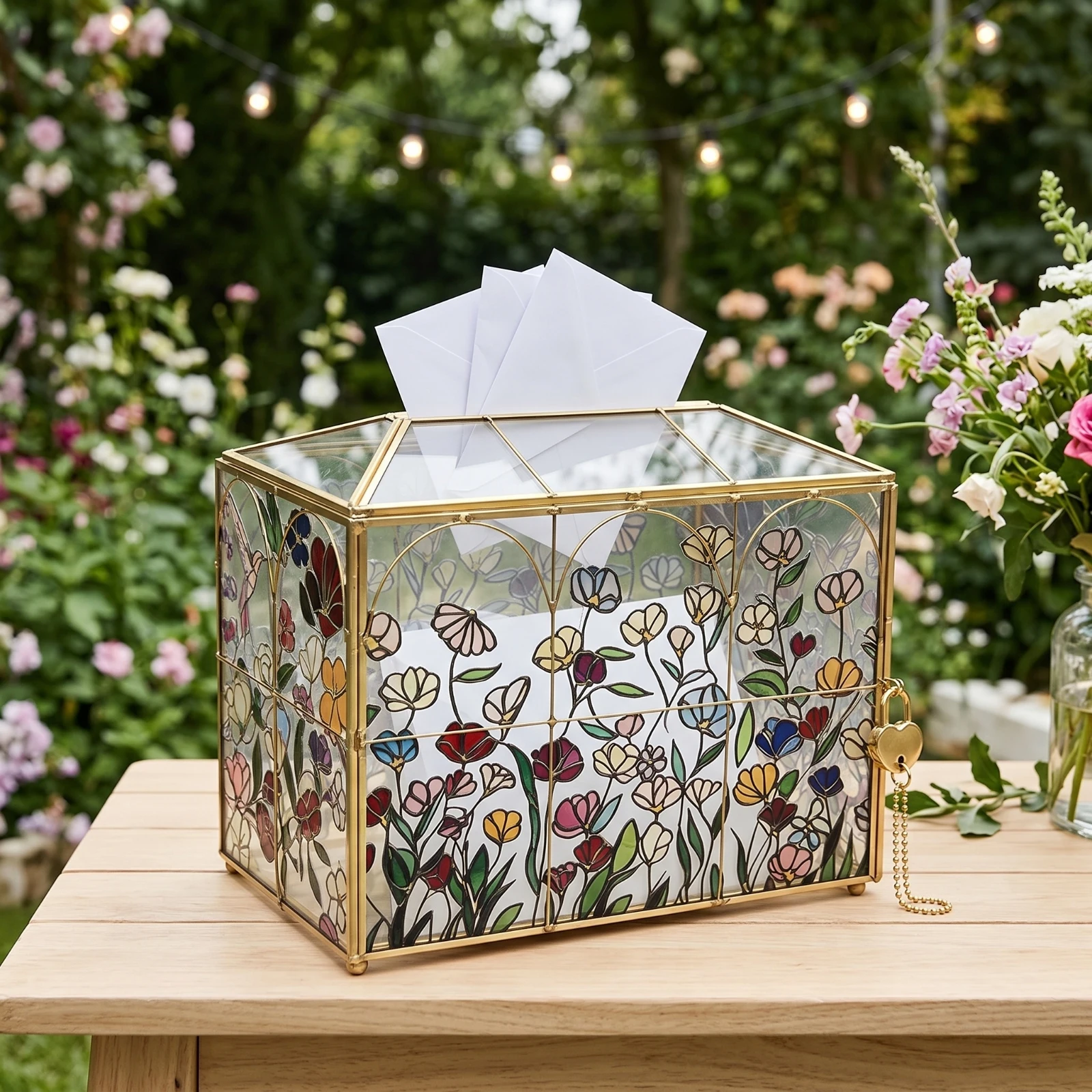 Wedding Card Box - صندوق بطاقات الزفاف بتصميم زهور مع