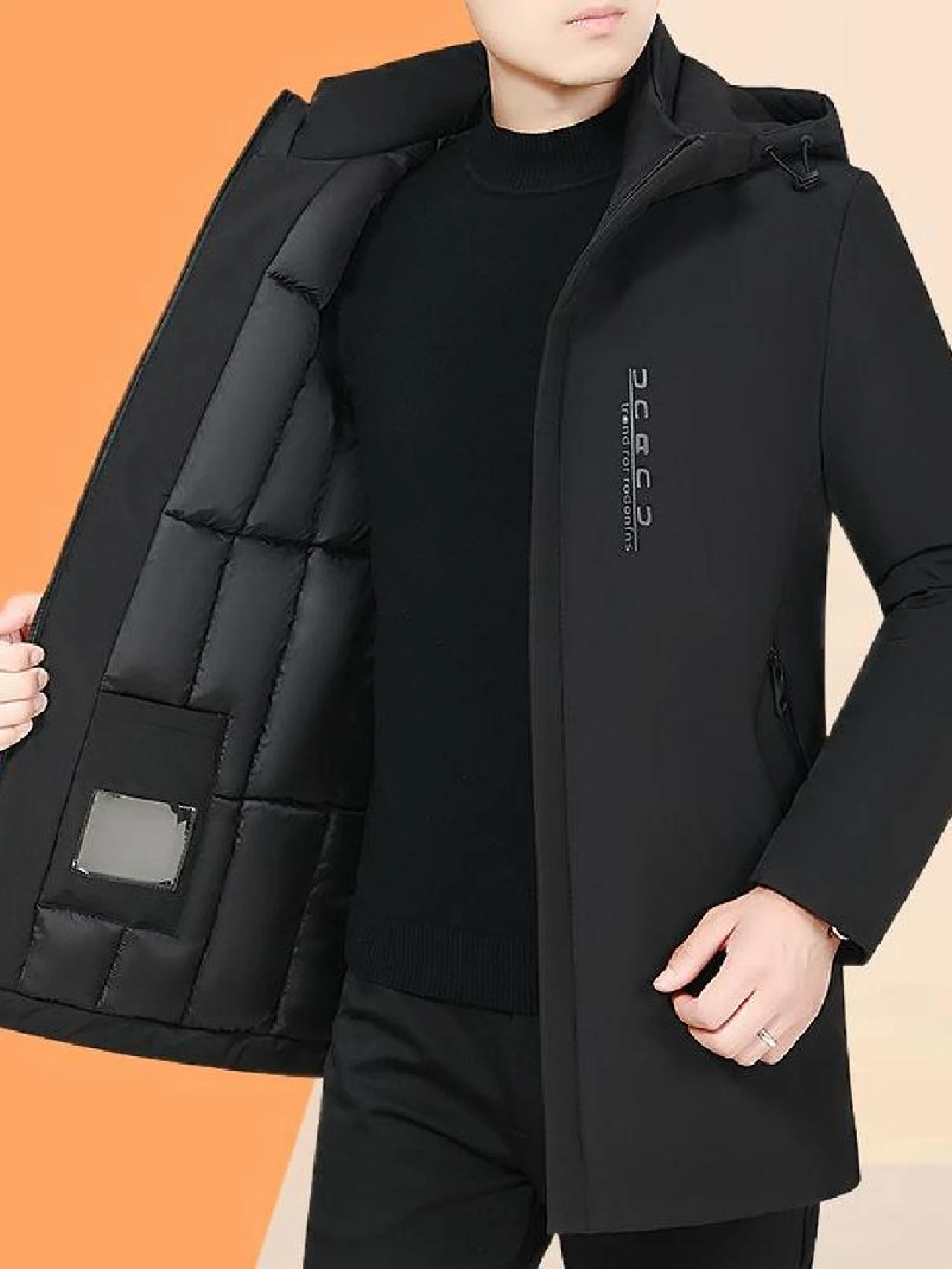 

Winter New plus Size Thiened Cotton Jaet for Middle-Aged And ly with Hood Long Sle Men's Outerwear Faion Urban S...