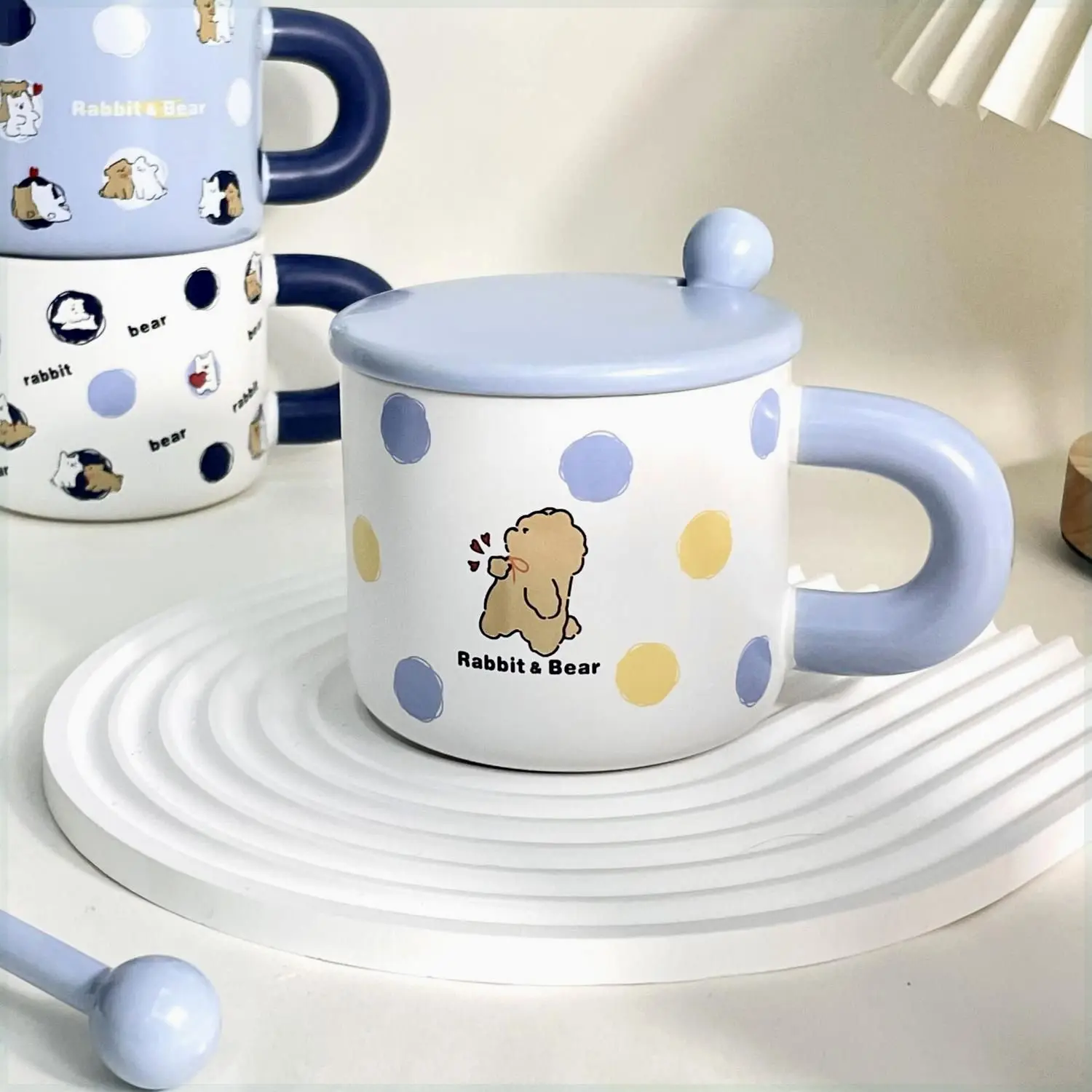 

Милые керамические кружки с мультяшными собаками для пар, высокая эстетическая ценность, простой дизайн, с изображением собаки, китайский бренд Rongqi, 400 мл