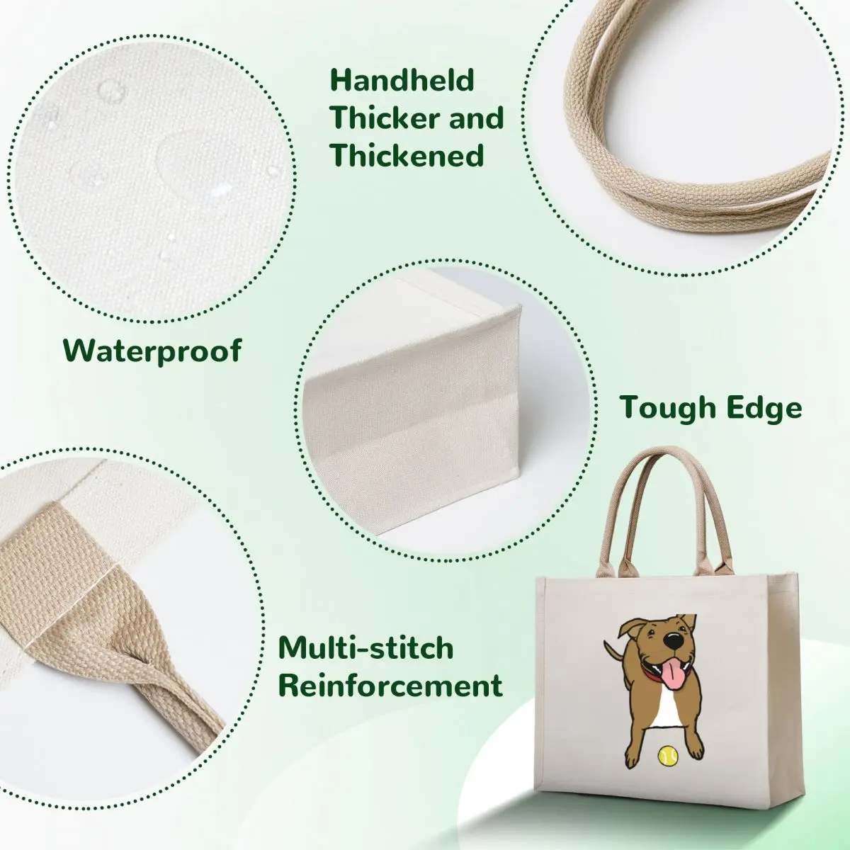 Happy Brown Dog with Tennis Ball Cute Cartoon Canine Tote Bag sacs de shopping bag luxury women Customizable tote bag