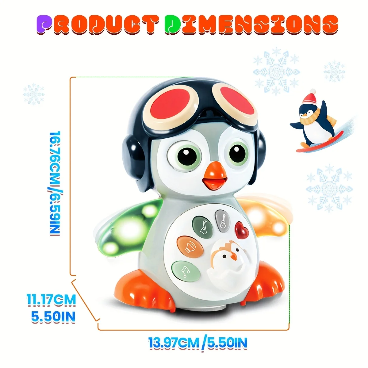 ของเล่นเด็กแบบคลานรูปเพนกวิน 1 ชิ้น, ของเล่นเสริมพัฒนาการสำหรับเด็กเล็กพร้อมเสียงเพลงและแสงไฟ, ของเล่นเรียนรู้แบบมีไฟ, ของเล่นเด็กคลานเต้นรำ