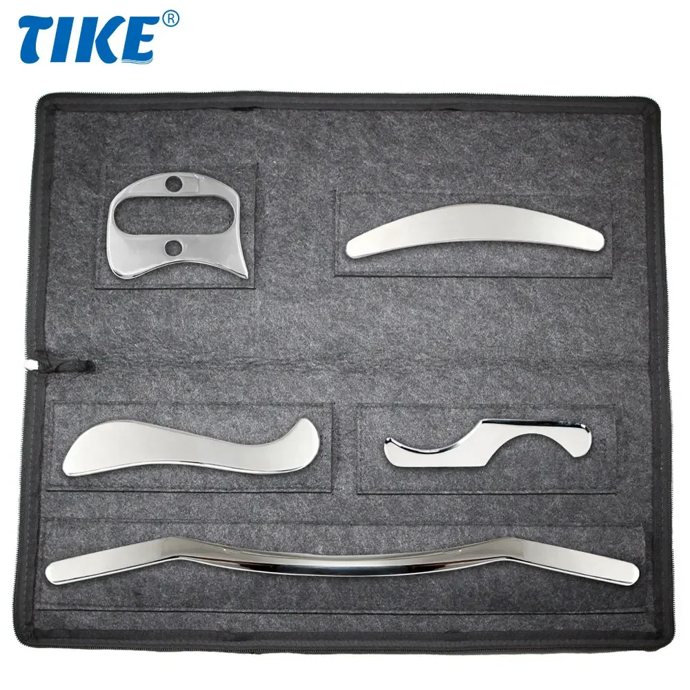 5Pcs/Set Stainless Steel Gua Sha Scraping Massage Tool Set IASTM Tool Set, Great Soft Tissue Mobilization Tool Physical Therapy