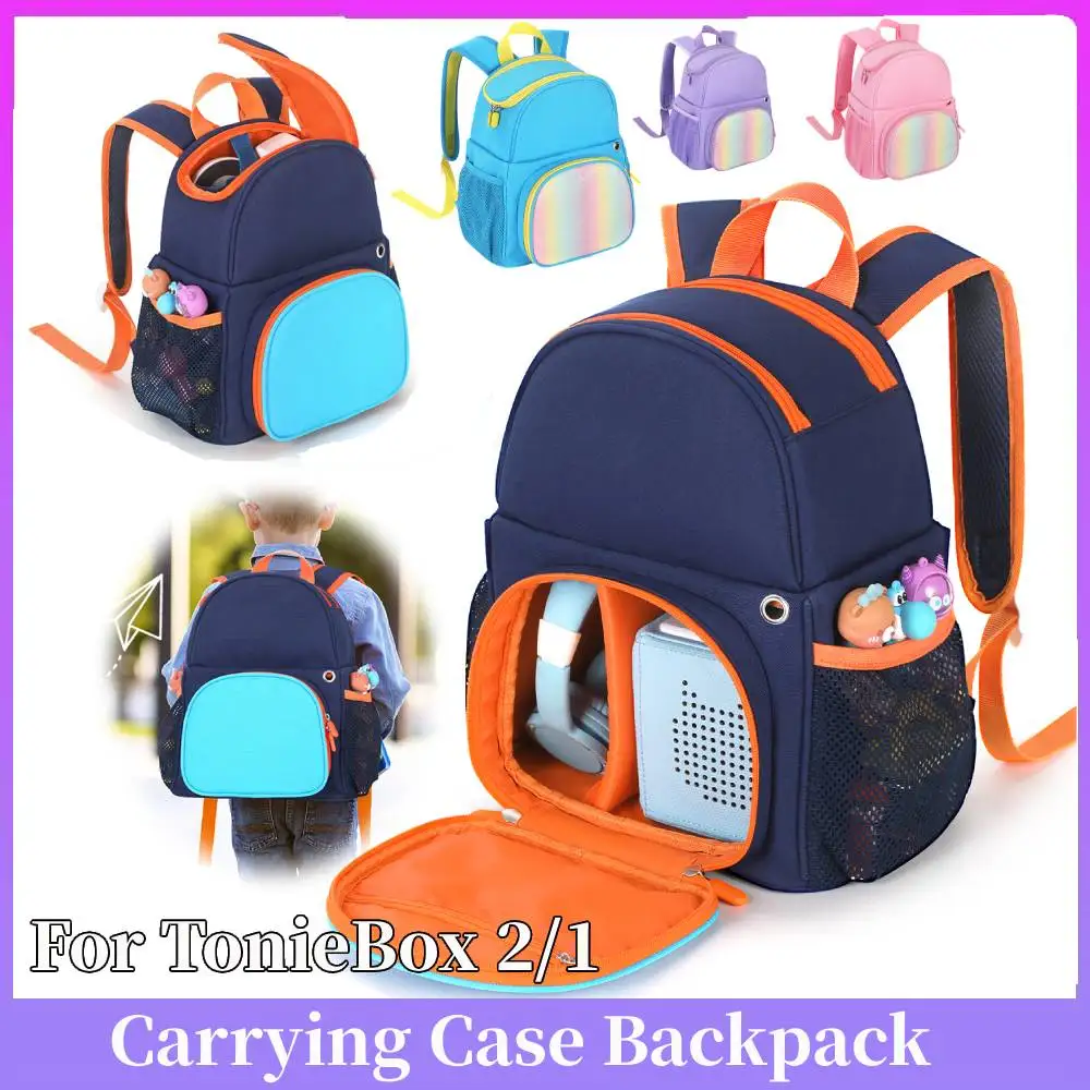 

Functional Backpack Carrying Bag with Multiple Pockets Storage Bag Adjustable Strap for TonieBox 2/1 Audio Player Starter Set