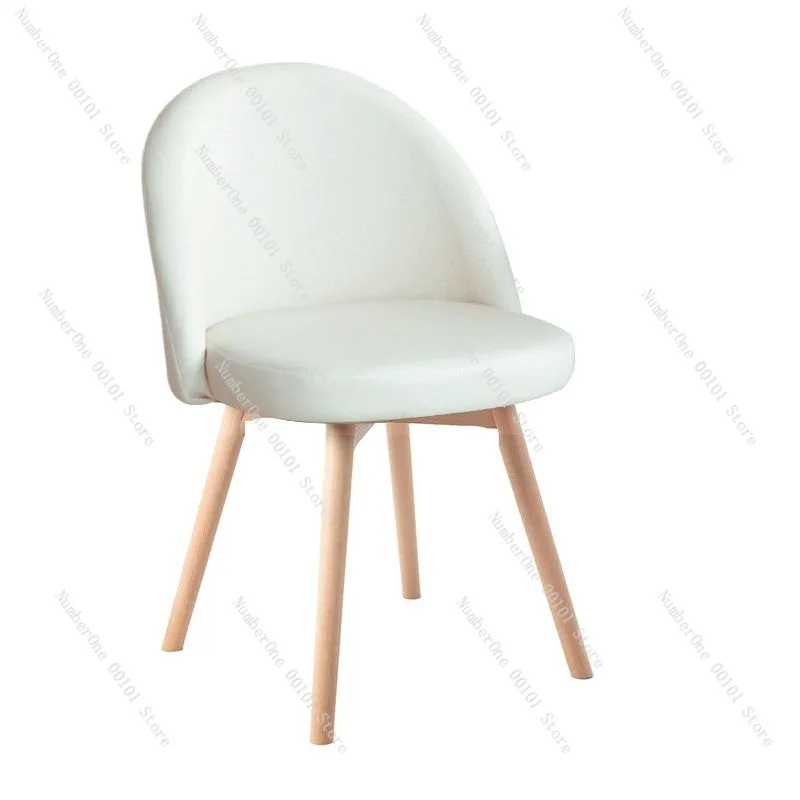 Nordic Solid Wood Dining Chair, Modern Simple Design, Home Office Bedroom Stool, Dressing Chair with Backrest, Minimalist Style