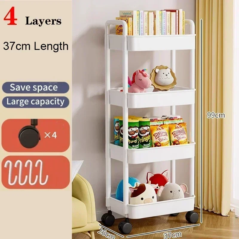 Hot Household Multi-layer Small Cart Storage Rack Floor To Floor Kitchen Bedroom Bathroom Storage Rack Storage Rack With Wheels