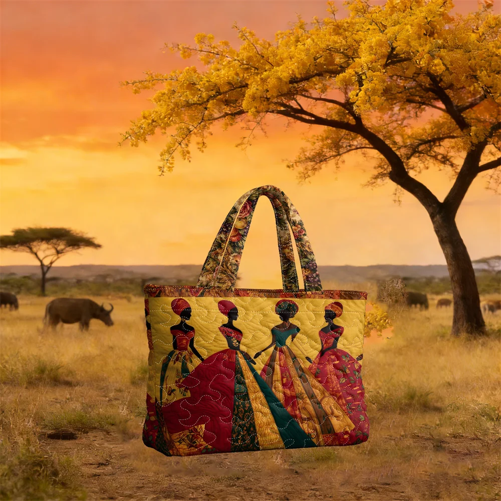 African American Print Women's Quilted Tote Daily Shoulder Bag Traditional Handbag For Shopping 2026 New Bags