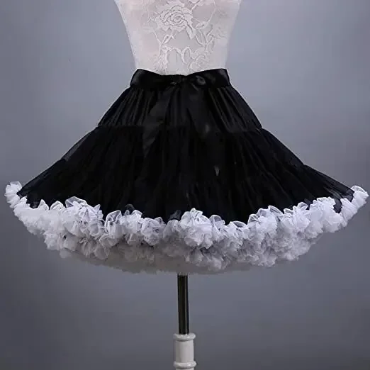 Womens Fluffy for Girl Tutu Skirts Petticoats Tulle Party Dance Black White