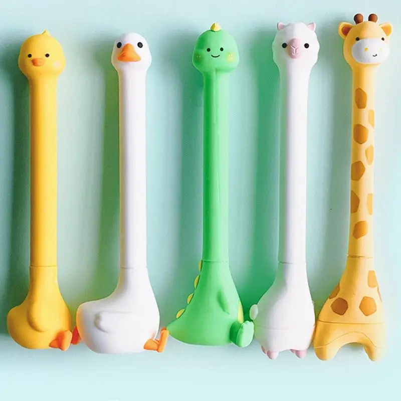 Black Refill Signature Pens Creative Cartoon Cute Giraffe Standable Gel Pen School Office Supplies For Children's Gift