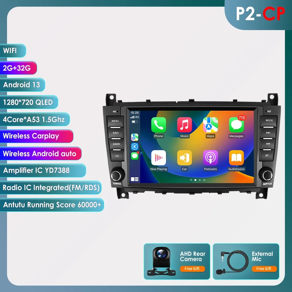 OSSURET 8 inch Android Auto Multimedia voor Mercedes Benz W203 C 2004 - 2007 CLC 2008-2010 Autoradio Radio Speler Carplay 7862 GPS