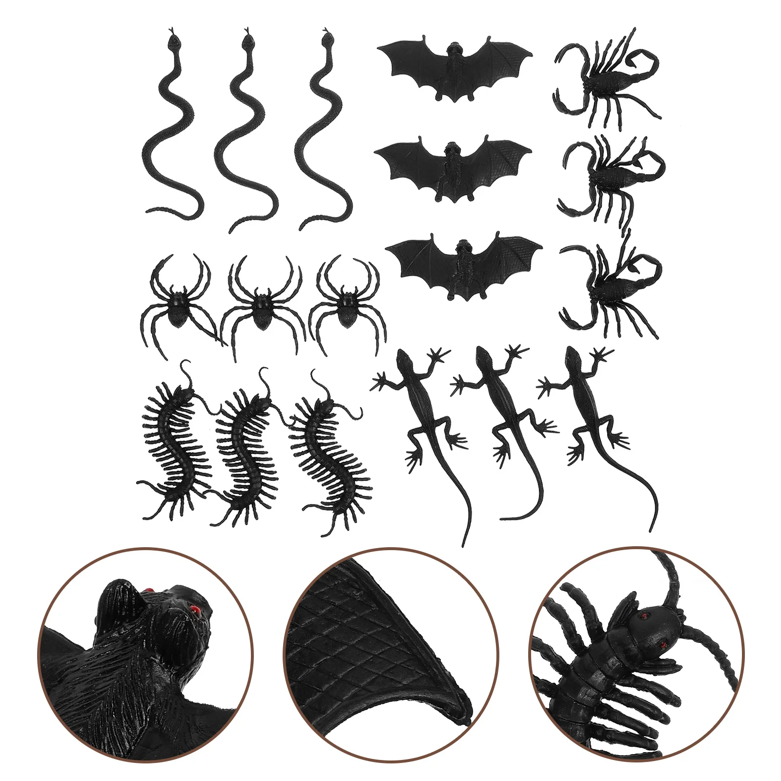 

18 шт., украшение для вечеринки в честь Хэллоуина, реалистичный набор животных, змея, летучая мышь, скорпион, геккон, многоножка, паук, имитация паука