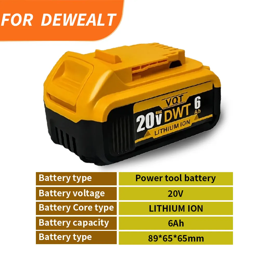 Pro DEWALT 20V Ah/6,0Ah akumulátor, kompatibilní s nářadím 20V Max, lithium-iontová baterie s dlouhou životností, rychlé nabíjení DCB201 DCB203DCB206 - náhled 4