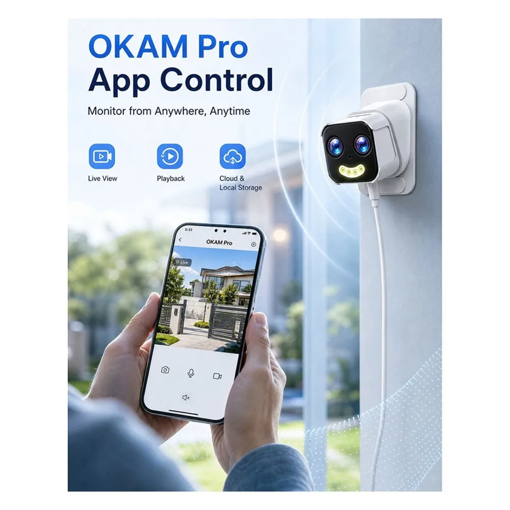 A46U Window Camera Dual Stand Night Vision Camera Bidirectional Intercom Mobile Detection US Plug