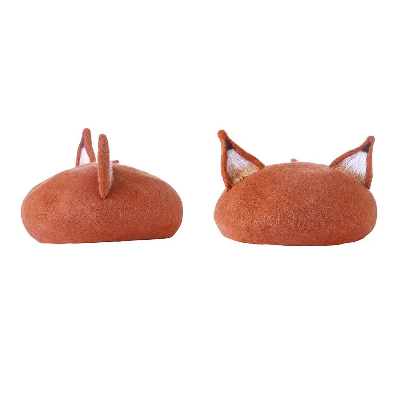 Y1UB for Cat Ears Winter Warm Felt Painter Mushroom Hat for Wom