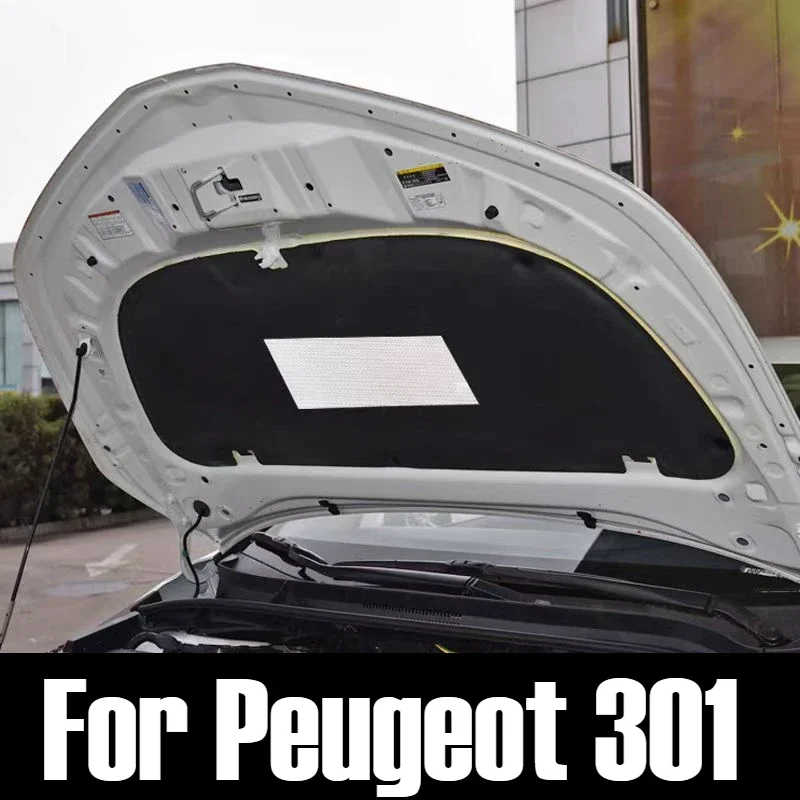 For Peugeot 301 2014 2015 - 2018 Heat Sound Insulation Cotton Front Hood Engine Firewall Mat Pad Cover Noise Deadener