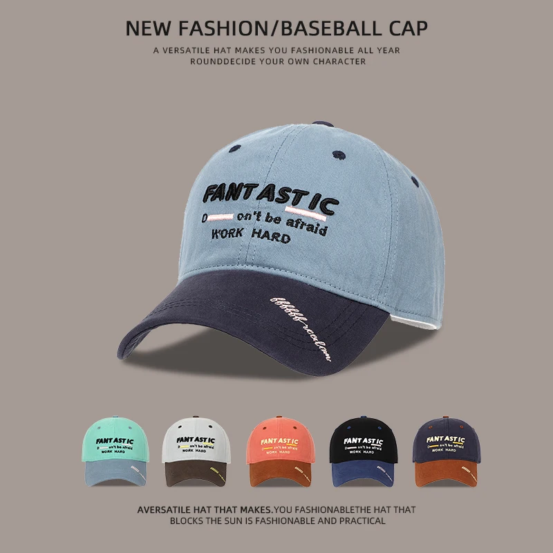 

matching embroidery baseball hat men and women wide bristles big head circumference showing face small sunshade soft top cap