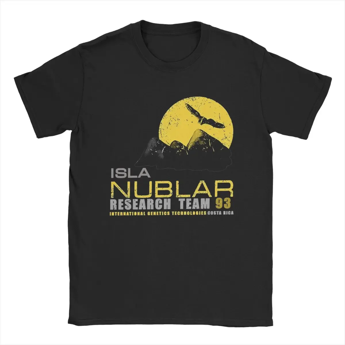 Men T-Shirts Isla Nublar Research Team Vintage 100% Cotton Tees Short Sleeve Jurassics Parks T Shirt Crew Neck Clothes Printed