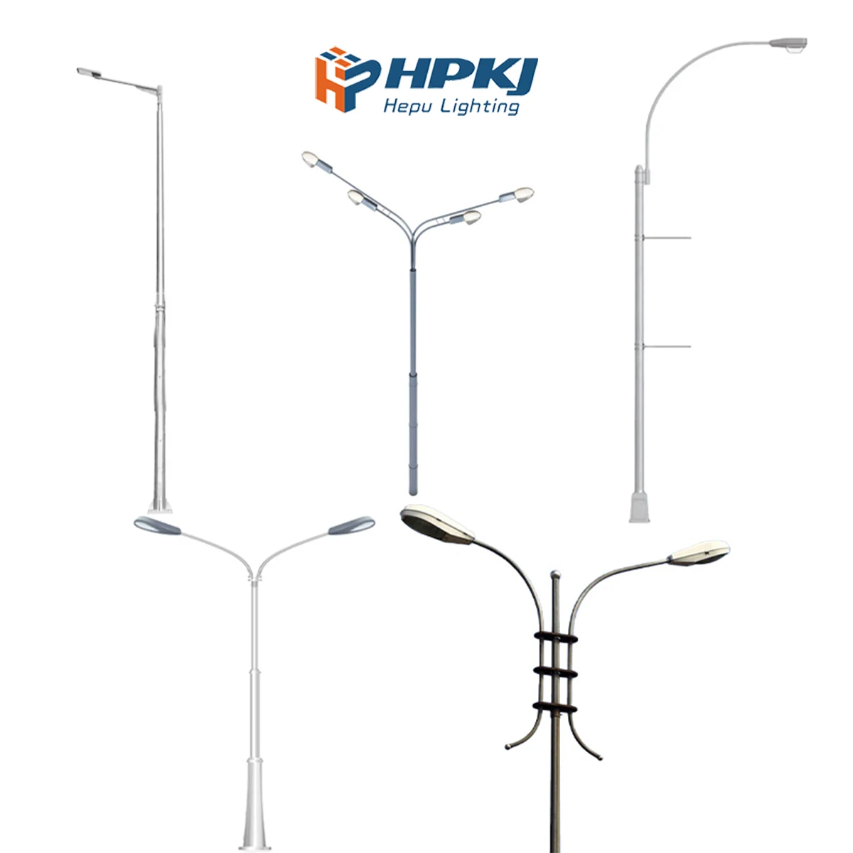 

Hepu Customized Outdoor 4m 5m 6m 7m 8m 9m 10m 12m Double Single Arm Galvanized Steel Solar Street Light Pole Post Lamp Pole