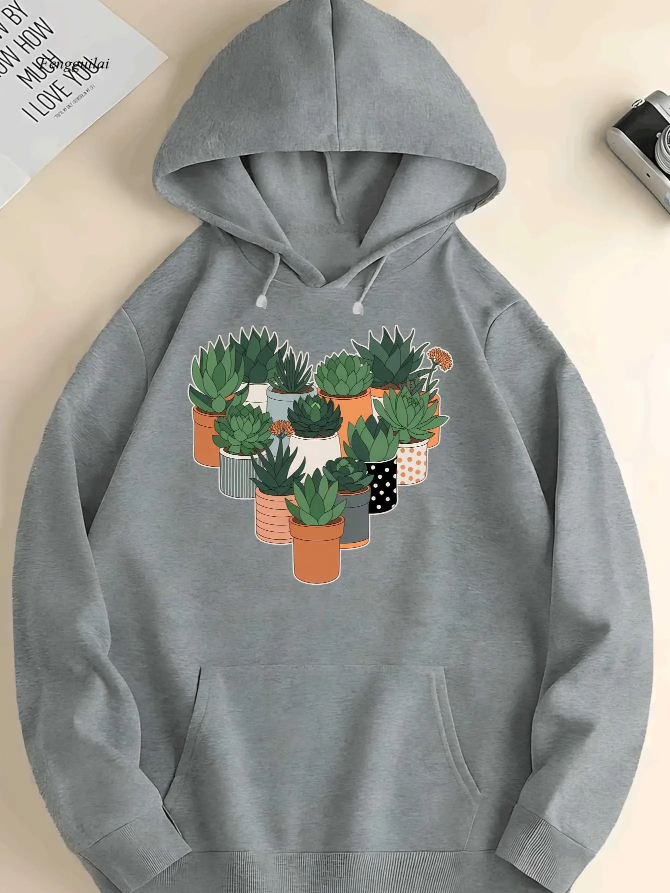 Cactus Potted Plant New fashion clothing for autumn and winter, couples' hoodies, versatile sports and casual loose hoodies