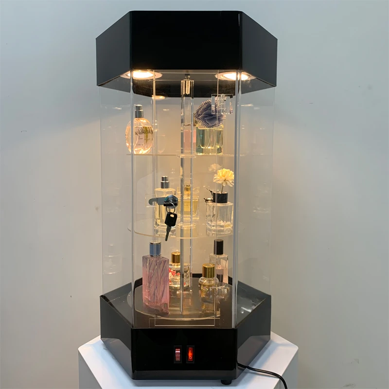 For  Cosmetic Rotating Display Cabinet Acrylic Hand-Made Products Jewelry Display Cabinet Ornament Glass Jewelry Perfume Display