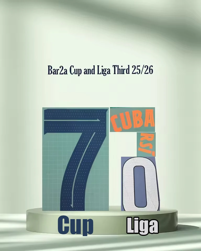 

2025/26 B2RCA Third 5CUBARSI Name sets La.LiG and Cup.14RASHFORD name and number top AAAA quality iron on Soccer nameset 2026