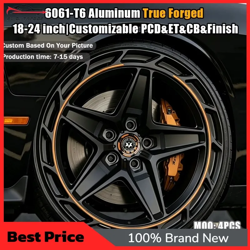 【2026】Viaol Custom Forged Wheels 20x9.5 20x11 5x115 Gloss Black 5 Spoke Red Accent Rims Fit For Dodge Challenger Charger