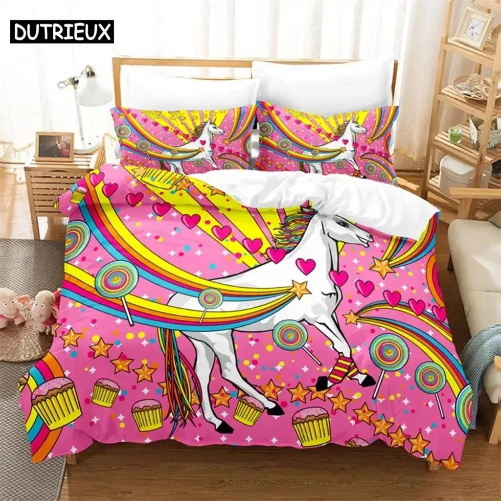 

Pink Unicorn Queen Bedding Set Duvet Cover Set Bedding Digital Printing Bed Linen King Size Duvet Cover